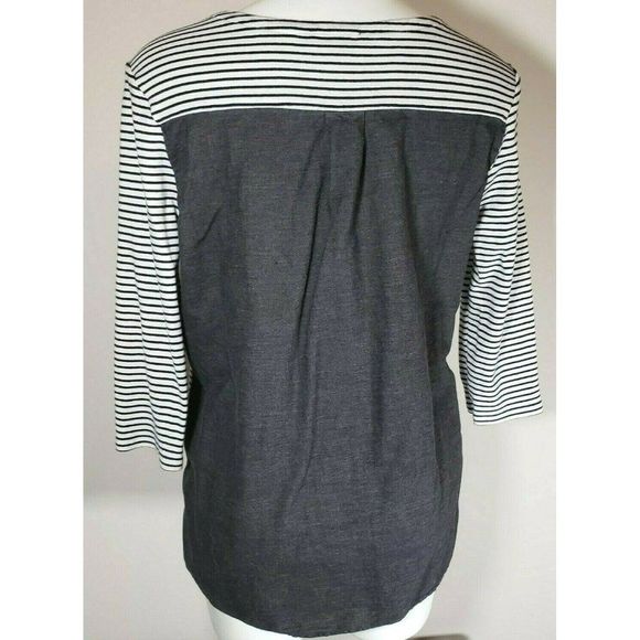 Tommy Hilfiger White Black Striped Boat Neck Top Tee XL EUC - Picture 2 of 6